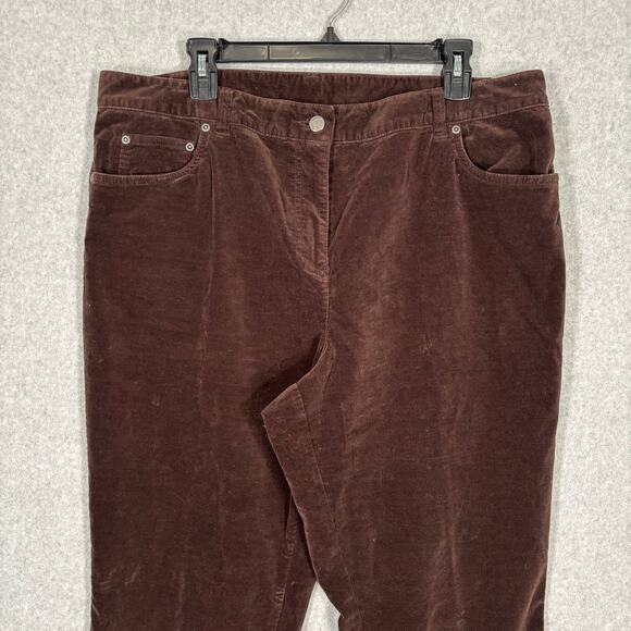 INC International Concepts Velvet Pants 16 Chocolate Stretch Classic Casual - Picture 2 of 8